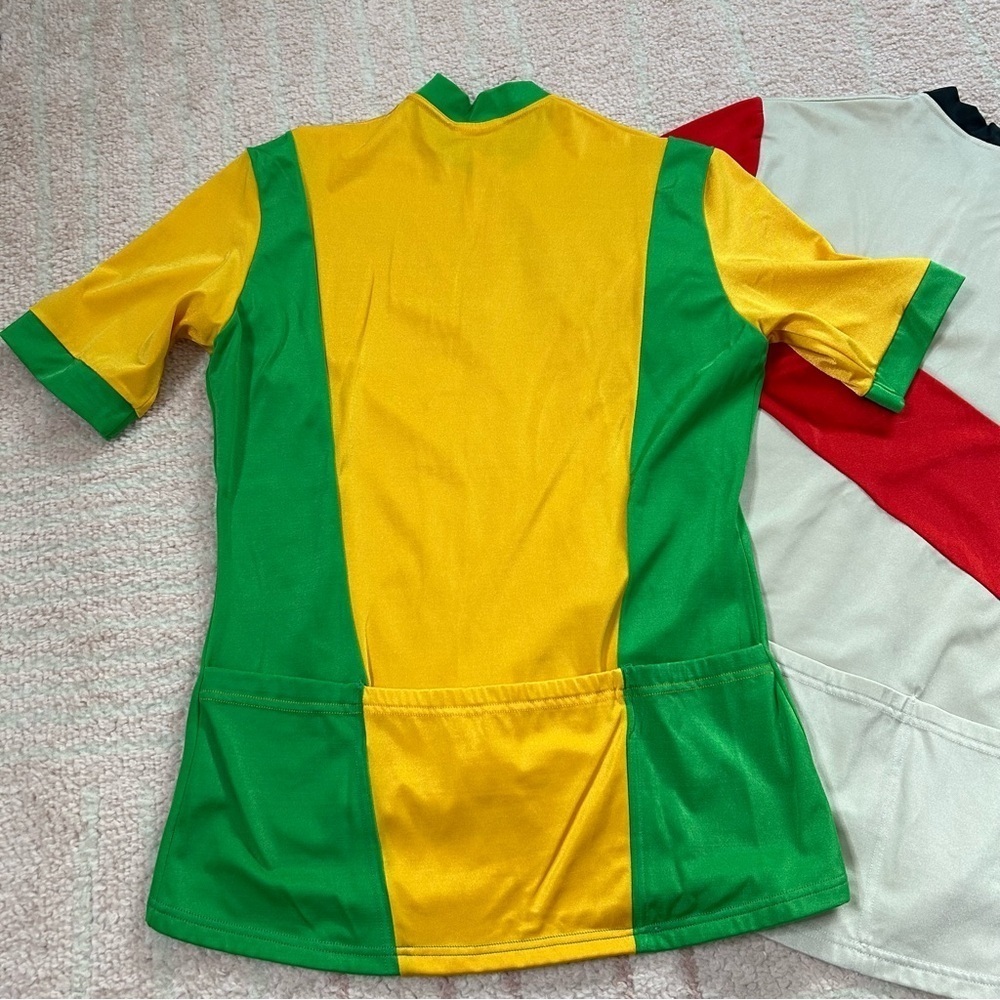 2 Vintage Schnaubelt Shorts Cycling Jerseys 1/4 Zip Yellow Green Tan Red Black M - Picture 3 of 14